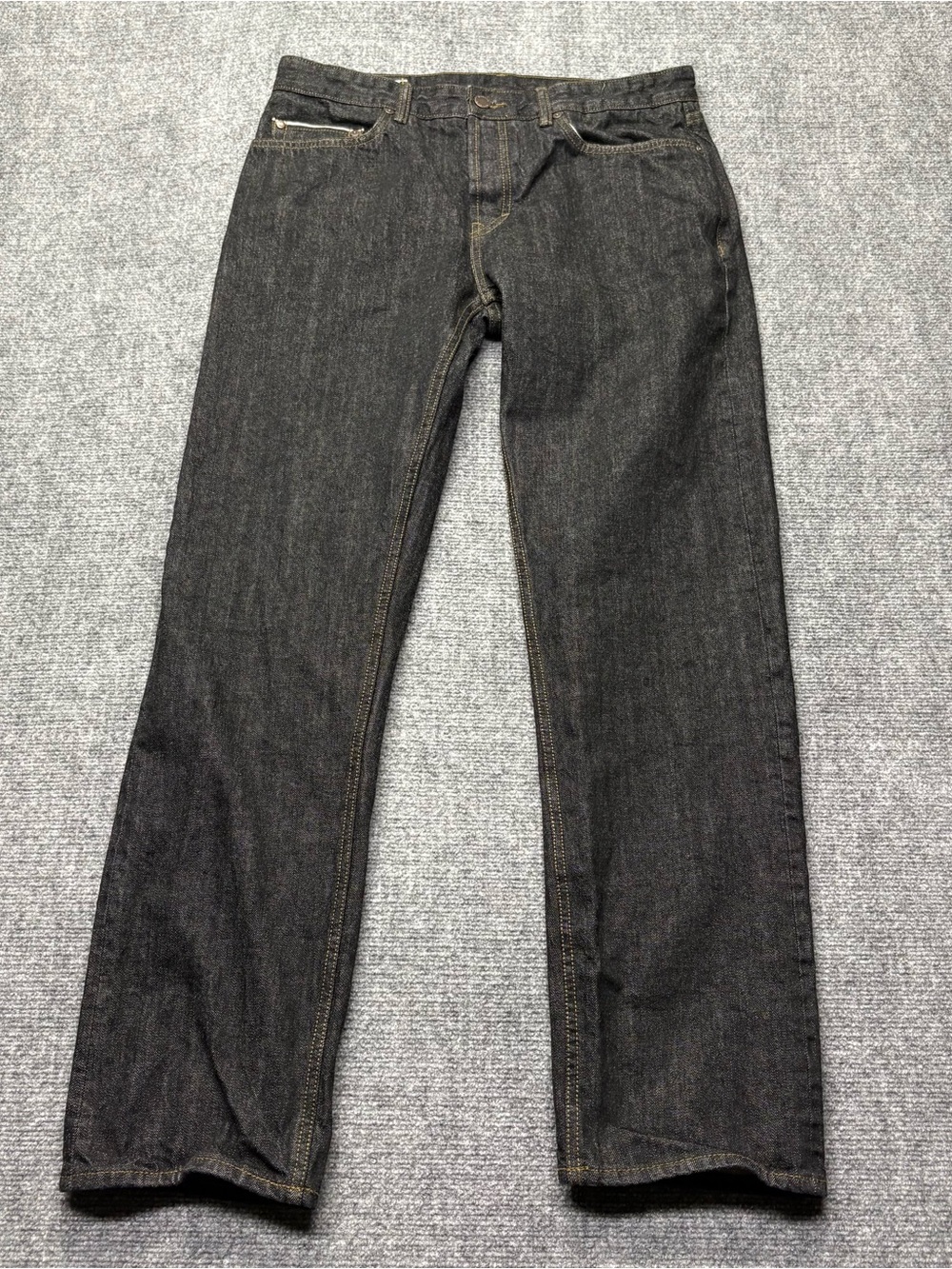 Banana Republic Selvedge Jeans Mens 33X32 Black Straight Button Fly Denim